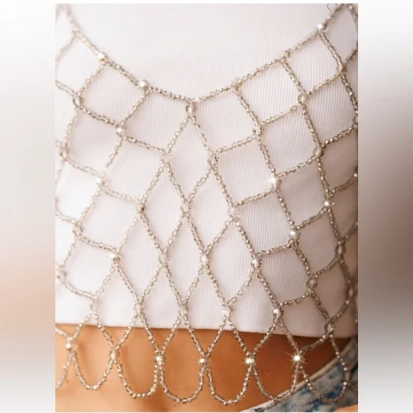 Finishing Touch! Crystal Beaded Net Cover Up Top - Picture 4 of 9